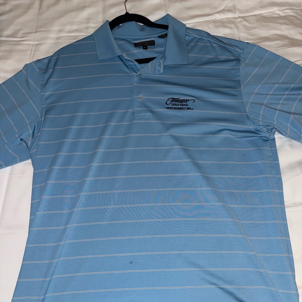 Montgomery Bell Golf Trail Men's Blue Striped Polo Shirt